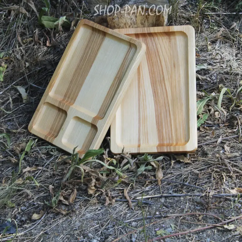 Менажница деревянная 20x30 см, прямоугольная, на 3 секции, двухсторонняя