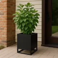 Чорне металеве кашпо для тераси 35x35x45 см