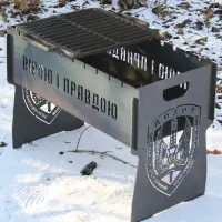 Разборный мангал на 10 шампуров с барбекю-решеткой и гравировкой