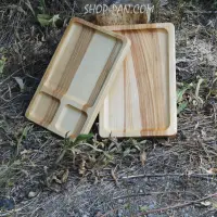 Менажница деревянная 20x30 см, прямоугольная, на 3 секции, двухсторонняя