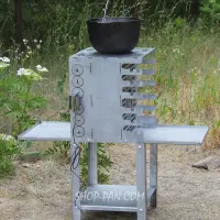Вертикальный эко мангал SHOP-PAN из нержавейки со встроенной шашлычницей и мотором