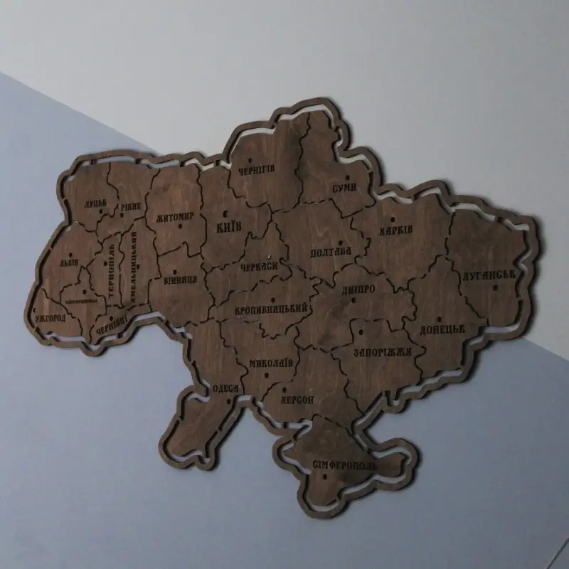 Деревянная карта Украины на стену 100 x 60 см