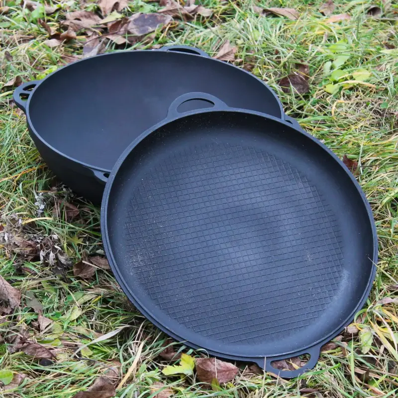 Чугунный азиатский котел 17 л с крышкой-сковородой