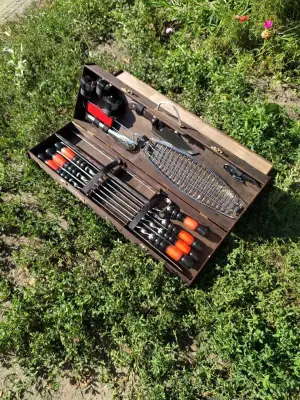 Bbq-box-2, Набір шампурів, шампури у кейсі, подарунок, подарунок чоловіку, bbq, grill