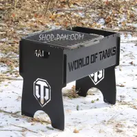 Фарбований розбірний мангал на 8 шампурів з гравіюванням «World of Tanks»