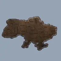 Деревянная карта Украины на стену 100 x 60 см