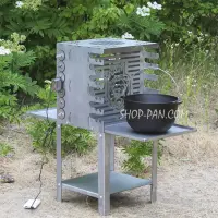 Вертикальный эко мангал SHOP-PAN из нержавейки со встроенной шашлычницей и мотором