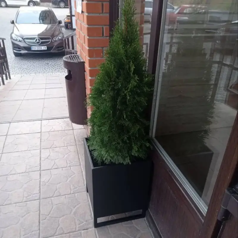 Чорне металеве кашпо для тераси 35x35x45 см