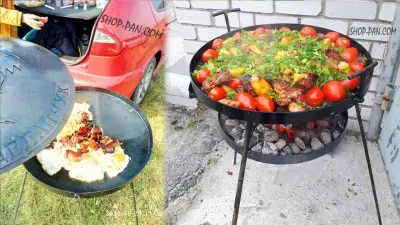 Сковорода из диска с ножками для дачи